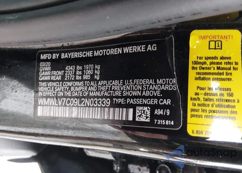 2020 Mini Clubman Cooper S z USA, uszkodzony, nr VIN WMWLV7C09L2N03339